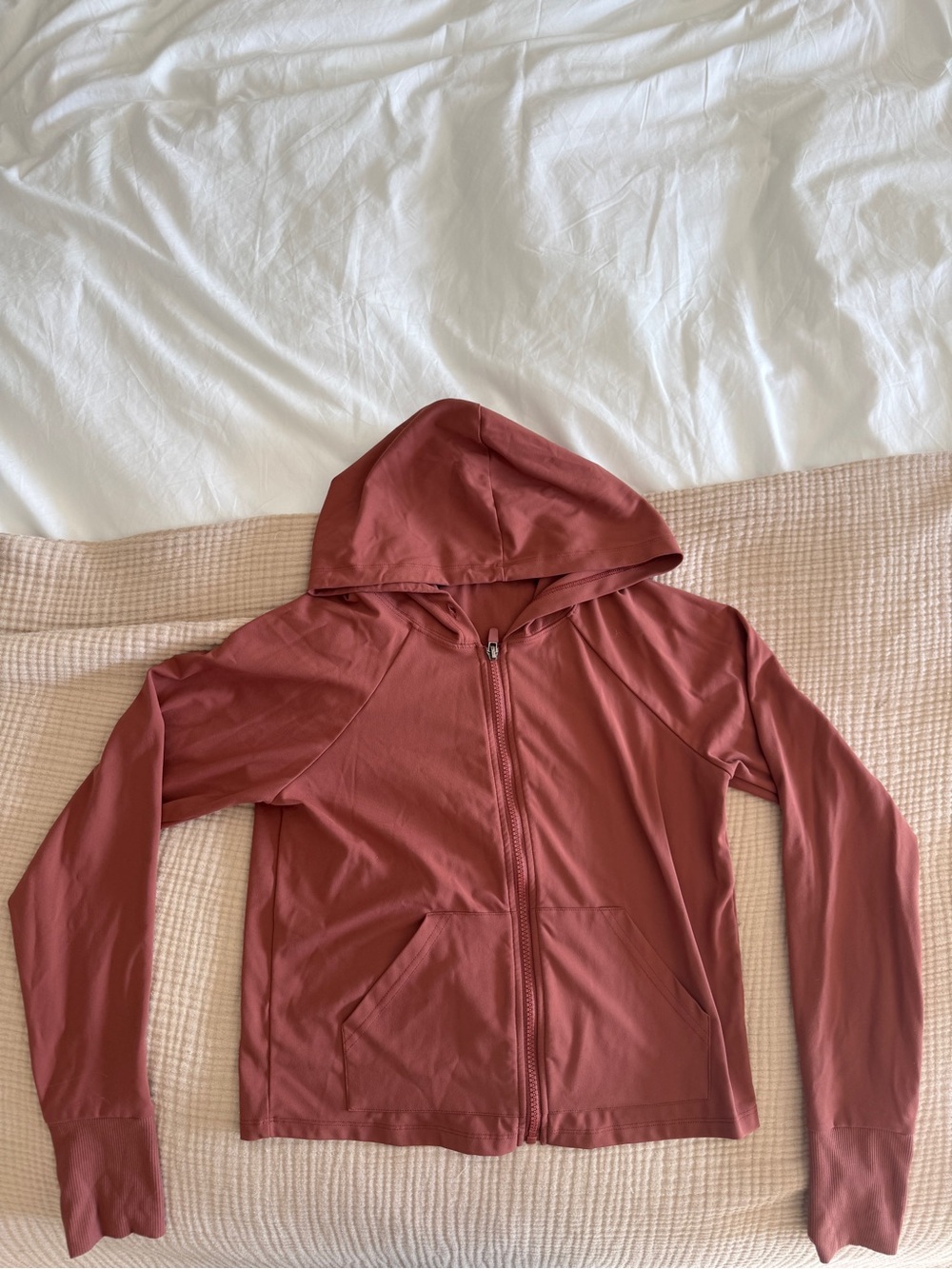 Fabletics Lightweight Zip-Up Hoodie in Dusty Rose